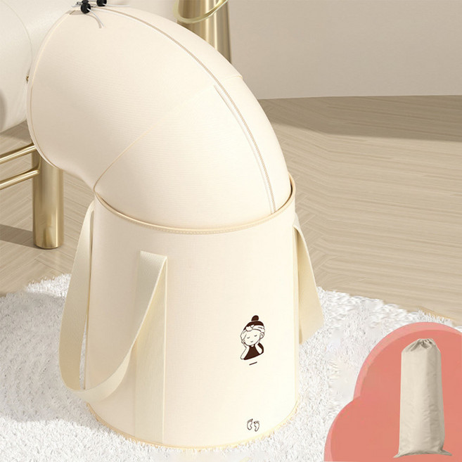 휴대용 접이식 덮개 족욕통 족욕기 종아리까지 오는 덮개형, 1개, 베이지+업그레이드 스타일