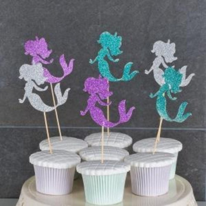 케이크토퍼 데코픽 6입 인어공주, 단품