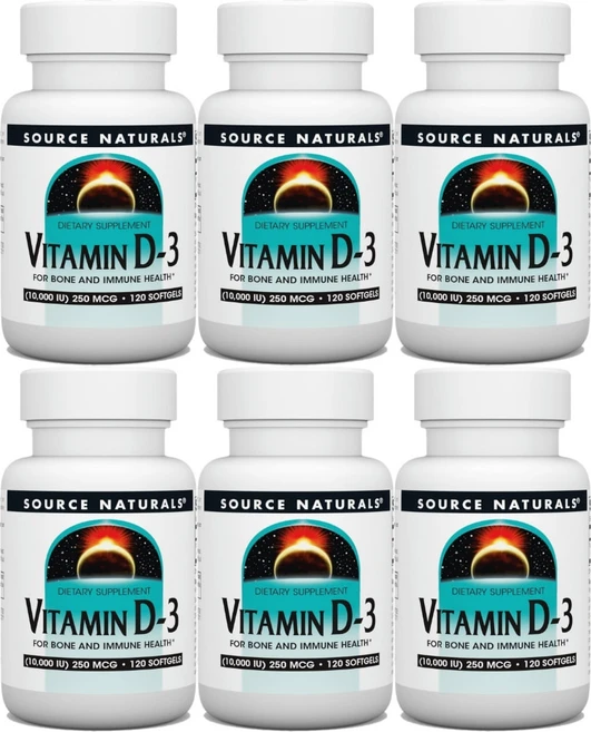 소스내추럴스 비타민 D3 250mcg(10000IU) 소프트젤, 6개, 120개 - 쿠팡