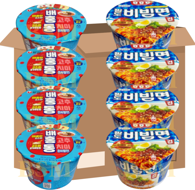 비빔면 세트 팔도비빔면컵X4 배홍동큰사발X4