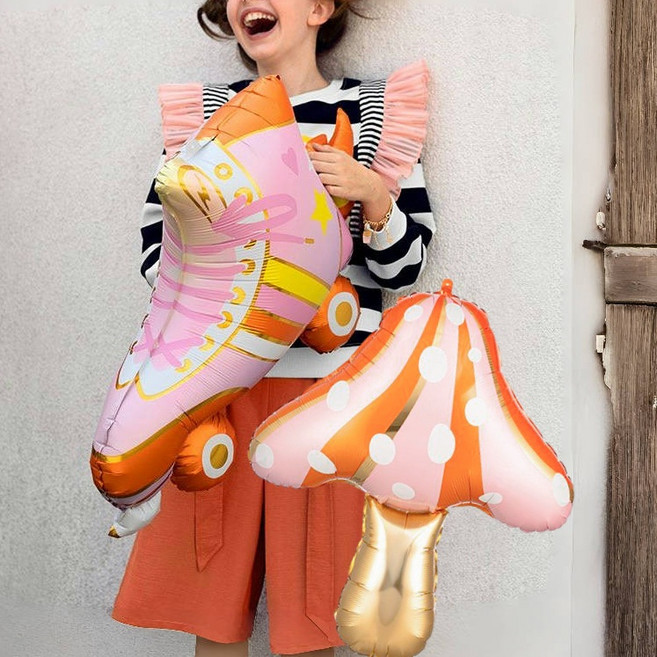 판이판이 빈티지 생일 파티 풍선 버섯와 스케이트화, 1개