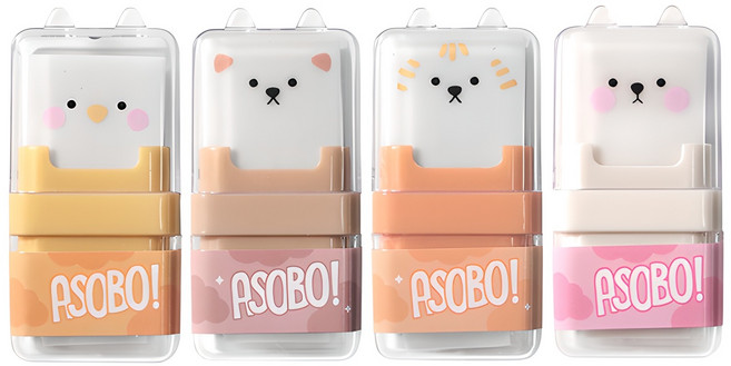 투영디자인 애니멀 롤러 지우개 4종세트, 혼합색상, 1세트