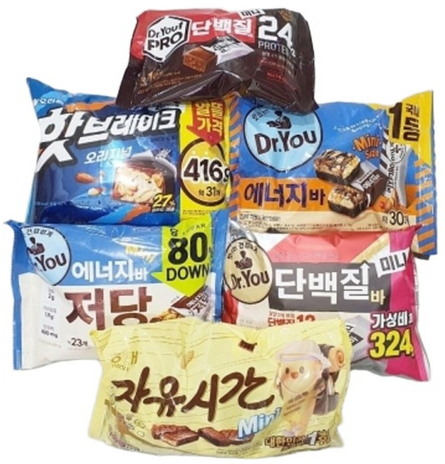 (닥터유 에너지바 저당 324g)오리온 핫브레이크 닥터유 에너지바 단백질바 455g/식사/대용/견과류/학교, 1개, 324g