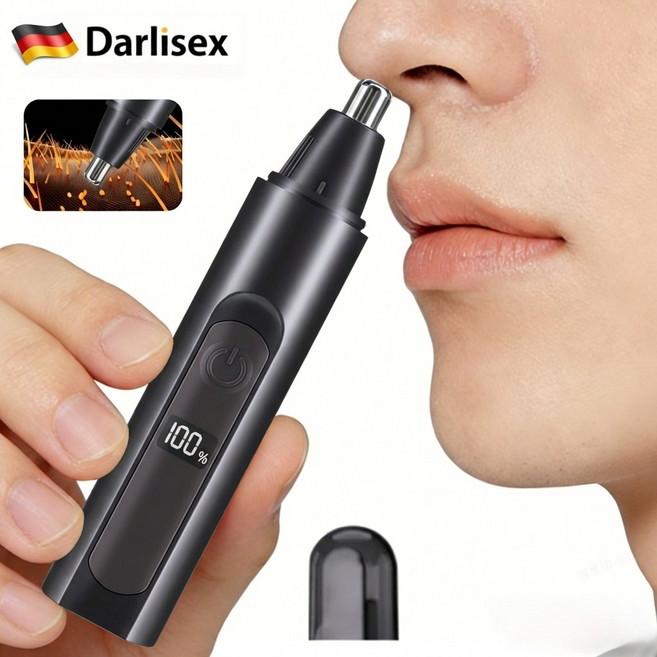 Darlisex 남성 코털제거기 콧털 제거기 무통 안전 휴대용 방수 코털정리기, 블랙, 업그레이드