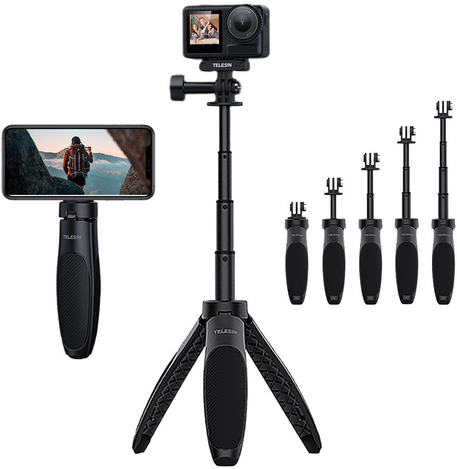 오즈모 액션 6 5 4 삼각대 미니 쇼티 확장 로드 셀피스틱 셀카봉 텔레신 4단, 단품, 1개