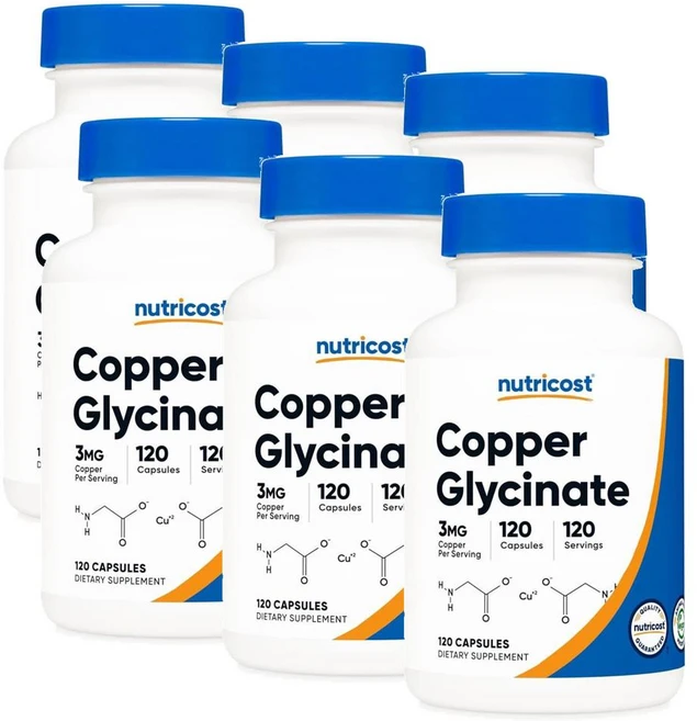 미국 뉴트리코스트 Nutricost Copper Glycinate Capsules 구리 글리시네이트 3mg 캡슐, 6개, 120정 - 쿠팡
