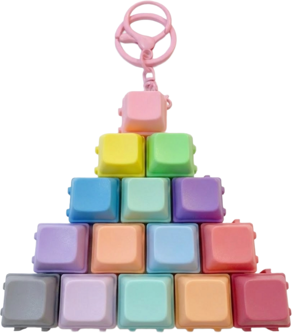 BRM 바로문 키보드 키캡 키링 딸깍이 테트리스 클릭커 파스텔, 3개, 혼합색상