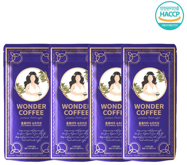신선한 원더 더치커피 파우치 콜롬비아 슈프리모, 4개, 1개입, 30ml