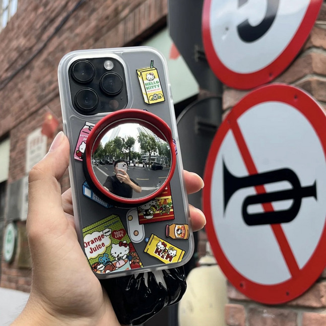 여행 미니 볼록 거울 그립톡 스마트톡 거치대, 1개, 레드