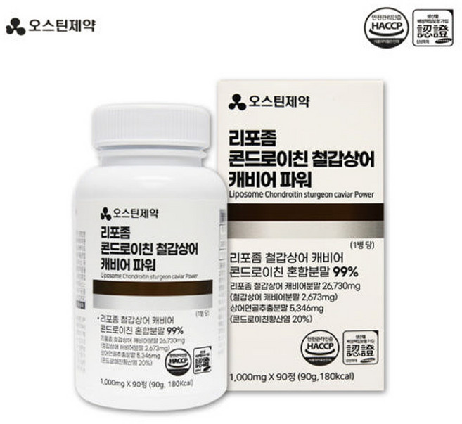 오스틴제약 리포좀 콘드로이친 철갑상어 캐비어 파워 90정, 1개