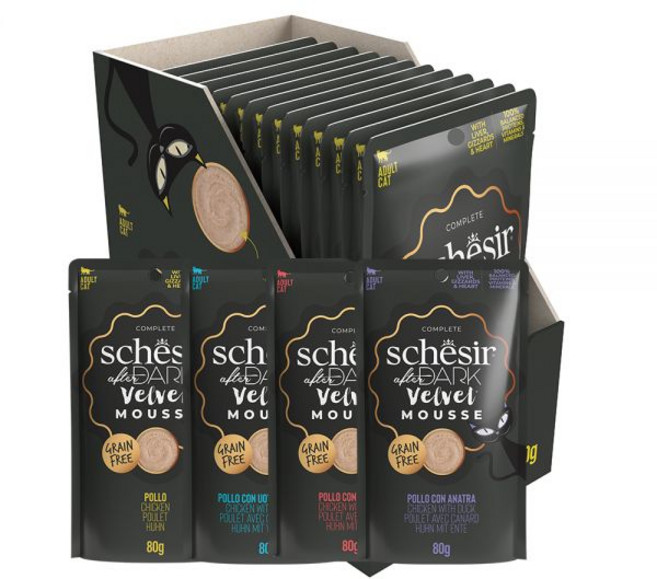 쉐지애 애프터다크 벨벳무스 고양이 주식파우치 80g 4종12팩, 애프터다크 벨벳무스 닭&소고기 80g(12팩)
