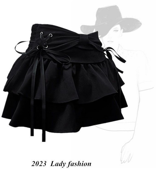 蝴蝶結綁帶百褶裙 A字顯瘦短裙