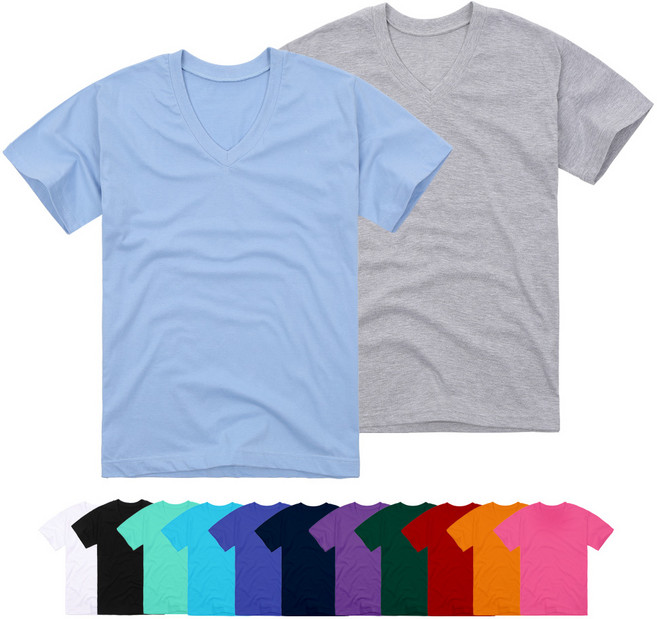 뉴베이직 30수 브이넥 무지 반팔 티셔츠