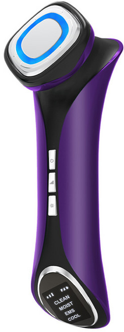 新款手持微電流冷熱冰敷美容儀家用小型臉部導入按摩儀嫩膚儀, 1個, 紫色:中文說明書