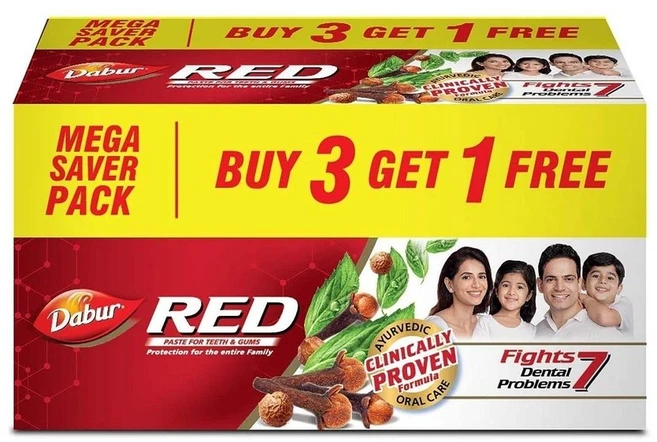 Dabur Red 다부르 레드 치약 800g 200gx4 아유르베다 허브의 힘, 200g, 1 - 쿠팡