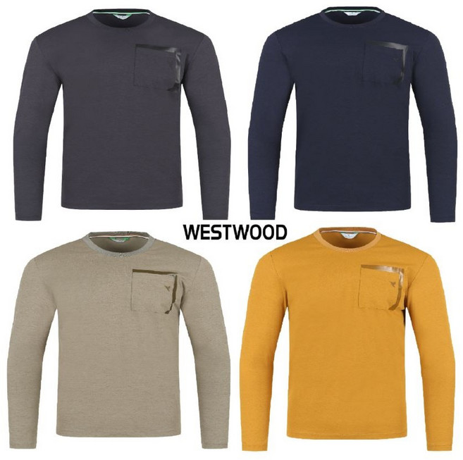 웨스트우드 맨 베이직 포켓 라운드 티셔츠 (남자 봄 가을 긴팔 티) WO3MTTR415