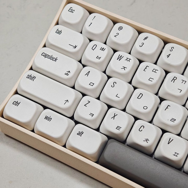 애플 화이트 미니멀리스트 동글 테마 MOA PBT 한무무 기계식 키보드, 키캡, 컨트롤알트, 한글 각인