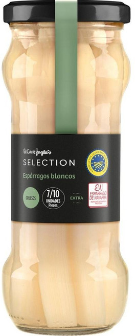 스페인 엘 코테 잉글스 셀렉션 EL CORTE INGLES Extra white asparagus 두꺼운 나바라산 화이트 아스파라거스 7-10개입, 5개, 345g
