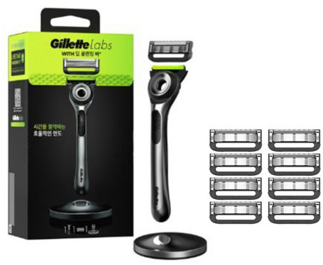 질레트랩스 딥클렌징바 면도기 핸들 + 면도날, 9개입, 1세트