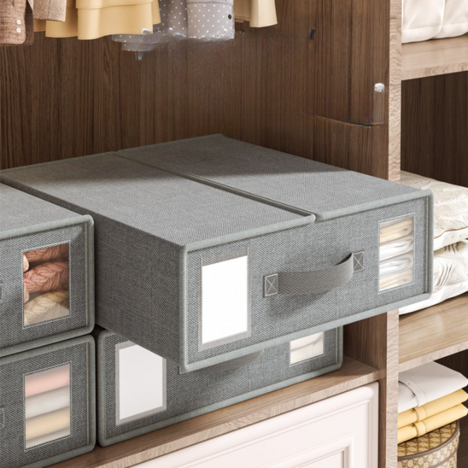 먼지 2중 차단 고급 옷장 수납 정리함, 그레이, 1