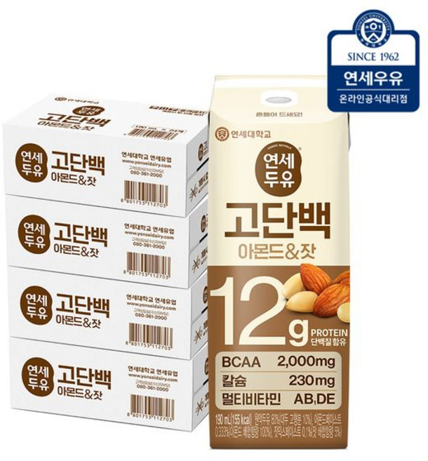 연세우유 고소한 아몬드 잣 두유 고단백, 190ml, 96개