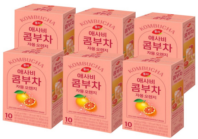 동서 애사비 콤부차 자몽 오렌지, 5g, 6개, 10개입