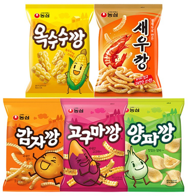 농심 옥수수깡 70gx2개+새우깡 90gx2개+양파깡 77gx2개+감자깡 75gx2개+고구마깡 83gx2개(총10개) 묶음_18번, 1세트, 83g