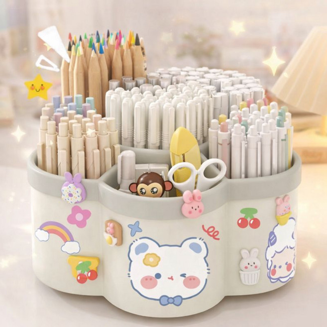 블락키드 360도 회전 공간절약 다용도 꽂이, 1개, 아이보리