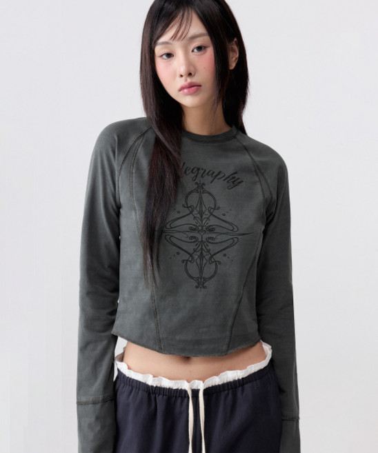 코드그라피 CGP (우먼) 피그먼트 롱슬리브_차콜