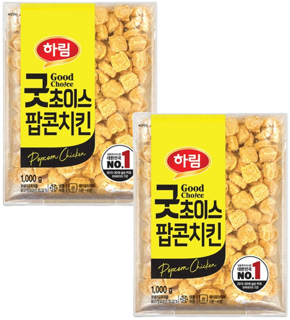 하림 굿초이스 팝콘치킨 1kg 2개, 하림 굿초이스 팝콘치킨 1kg, 2개