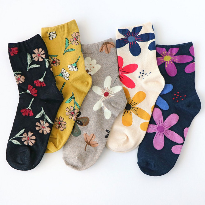 미모양 예쁜 플라워 꽃 양말 5켤레 세트