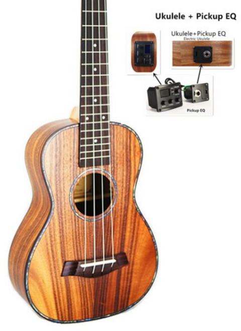 기타 SevenAngel 어쿠스틱 미니 기타 우쿨렐레 콘서트 KOA 스위트 아카시아 우드 Uke 로즈우드 프렛보드 전기 픽업 포함 23 인치, Electric Ukulele, 2) Electric Ukulele, 1개