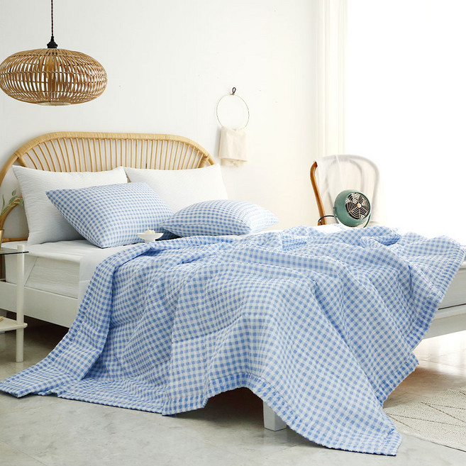 여름 냉감 시어서커 모기차단 모스패스 체크 이불세트