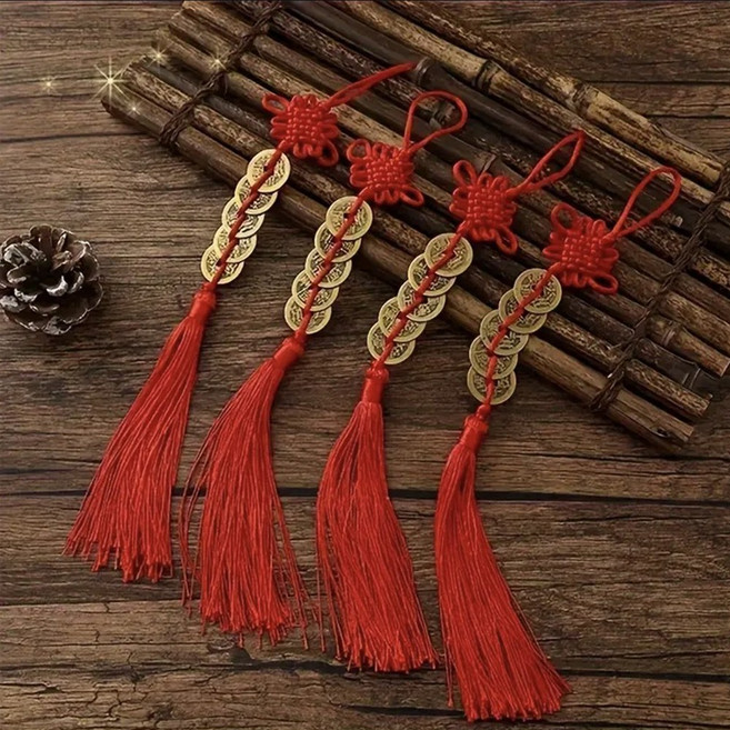 재물엽전 재물장식품 엽전꾸러미 오제전 재물 엽전 풍수 소품, 2개