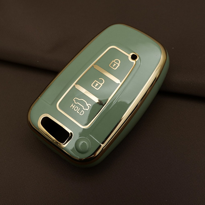 현대 아반떼MD 투싼IX 기아 모하비 모닝 쏘렌토 호환 스마트 차 키케이스 키홀더 TPU 키커버 리모컨, TA31(3버튼), 그린