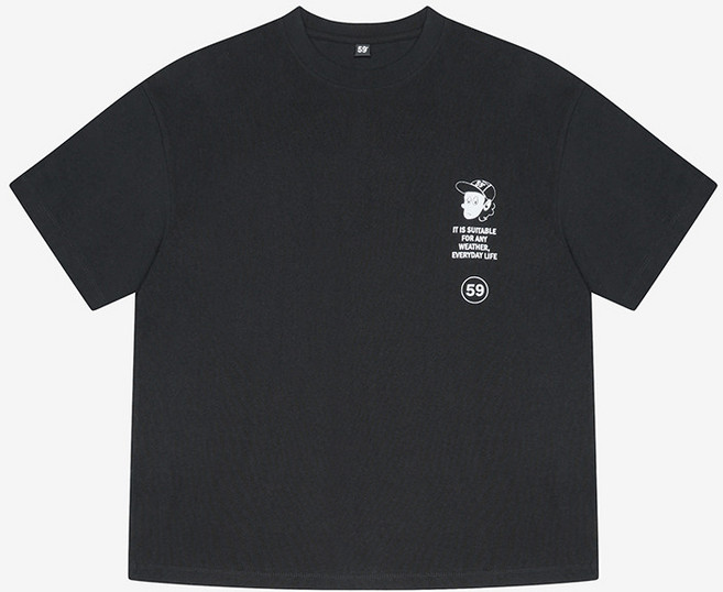 지이크 면 오버핏 반팔 티셔츠 블랙_(PIIBD8703)