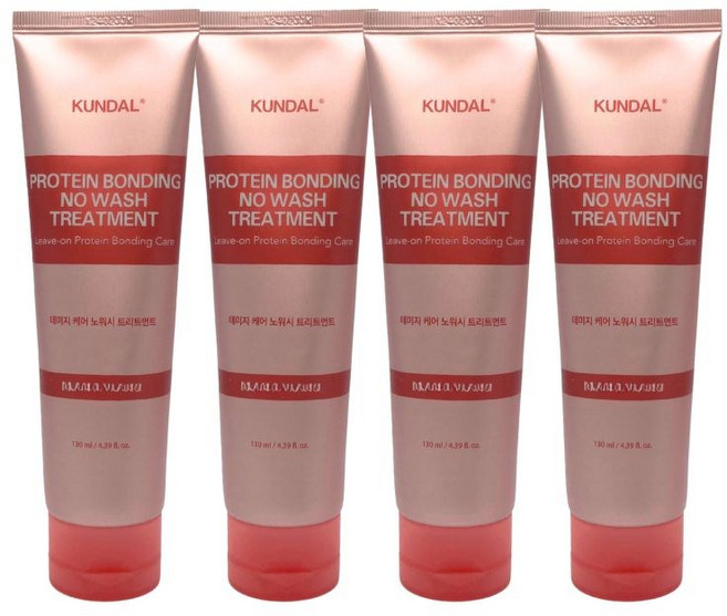 쿤달 프로틴 데미지 케어 노워시 트리트먼트 레더아이리스향, 130ml, 4개