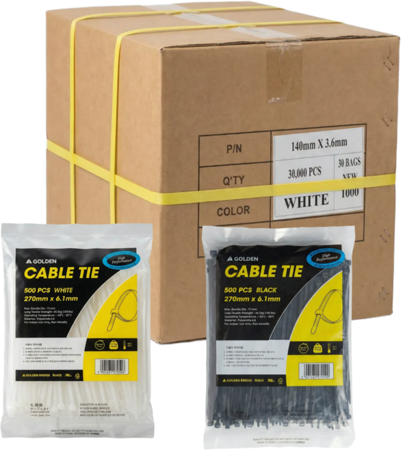 하루감사 케이블타이 골든 타이 전선정리 UL인증품 전규격 판매, BLACK, 1박스