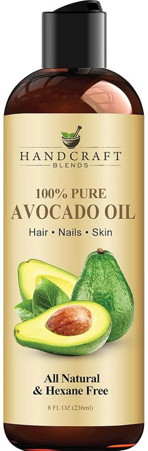 핸드크래프트 블렌드 아보카도 오일 콜드 프레스 16 Fl Oz 100 순수 천연 피부와 모발을 위한 프리미엄 등급 캐리어 헤어 바디 마사지 헥산 프리, 8 Fl Oz (Pack of 1), 1개