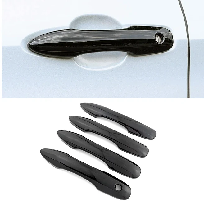 도요타 캠리 코롤라 아발론 프리우스 2018 용 외부 트림 문짝 핸들 커버 보호대 ABS 크롬 블랙 카본 장식, 04 Gloss Black A