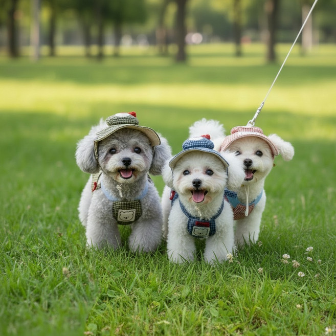 BUNNY PET 강아지 쓸개골 산책용 목줄 체크곰돌이 하네스, 1개, 네이비체크