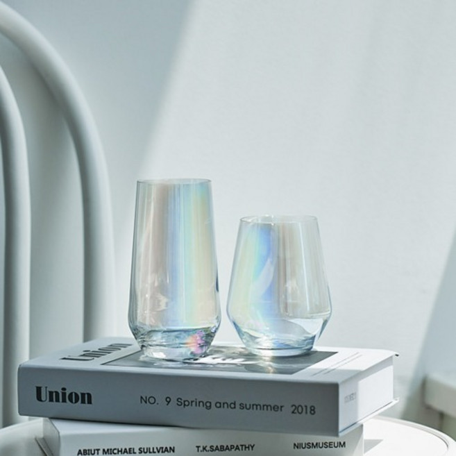 [2P세트] 오로라 줄리엣 하이볼 글라스 2종 택1 홀로그램 위스키 하이볼잔 아이스커피잔 홈카페유리컵, 420ml, 1개