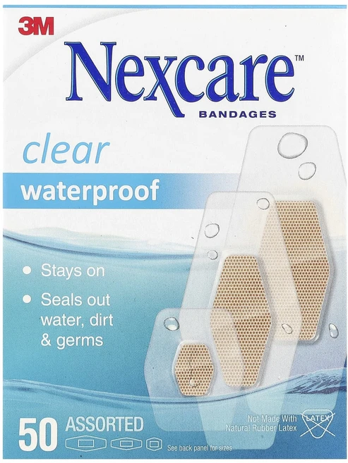 Nexcare 투명 방수 붕대 50가지 다양한 크기, 1개 - 쿠팡