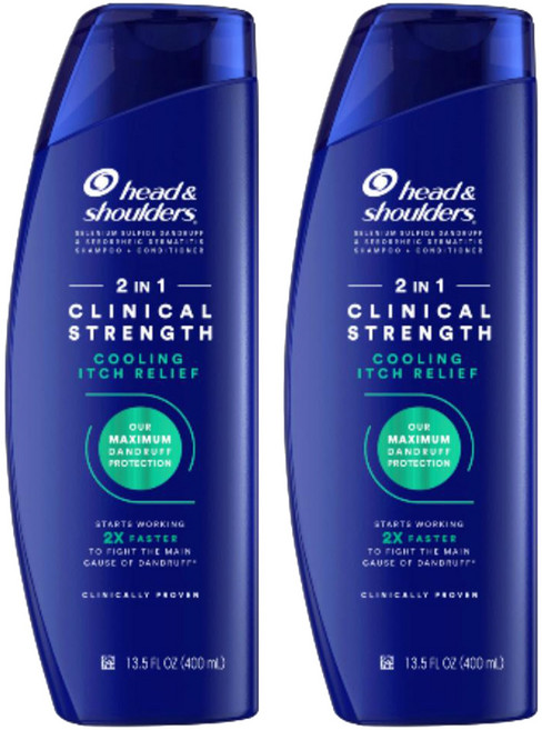 헤드앤숄더 2인1 클리니컬 스트렝스 쿨링 이치 릴리프 샴푸, 2개, 400ml