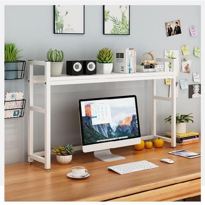 책상위선반 사무실 3단 공간절약 1단 독서실 베이지 2단, H형 105x24 얕은호두/흰색