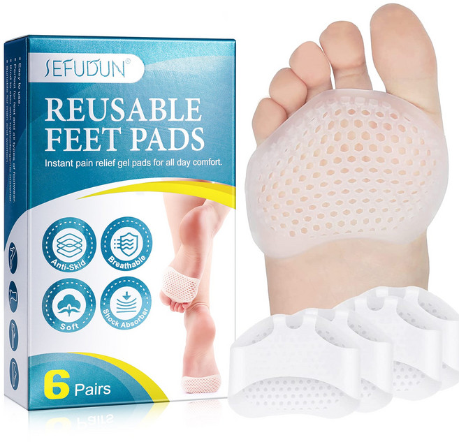 실리콘 앞꿈치 발 보호 쿠션 패드 물집 상처 굳은살 방지, 6개