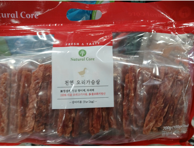 NATURAL CORE 천연 오리가슴살 700G (100G X 7EA) NATURAL CORE DUCK JERKY