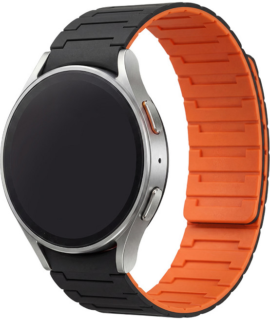 티엑스엘엑스 갤럭시워치 클래식 실리콘 마그네틱 자석 밴드 스트랩, 블랙/오렌지, 1개