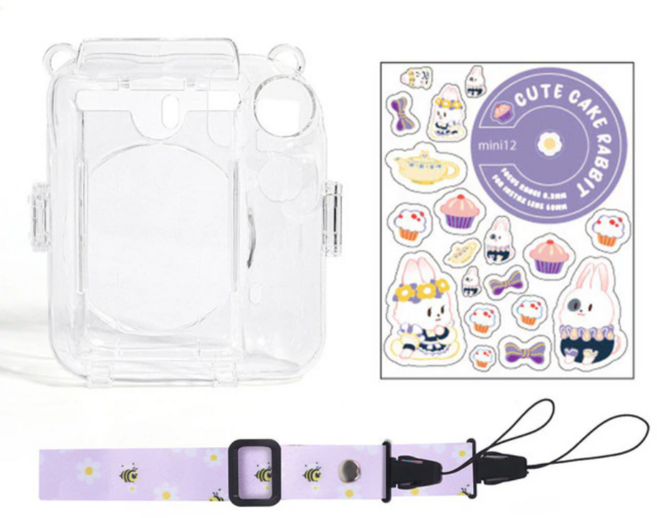 인스탁스 미니12 전용 크리스탈 클리어 풀커버 데코 케이스, PURPLE, 1개, INSTAX MINI12