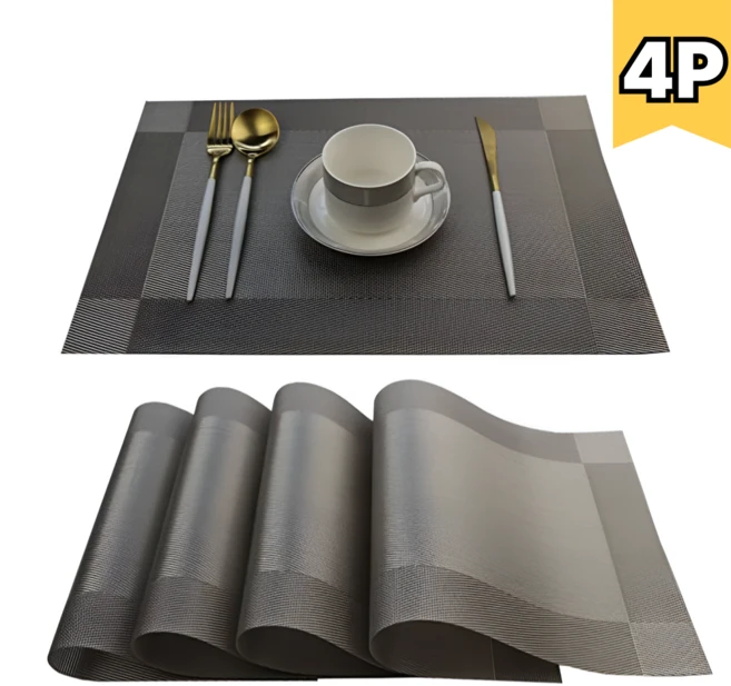 루닌 북유럽 감성 프리미엄 방수 식탁 매트 4p, 4개, 45 x 30cm, 실버 - 쿠팡